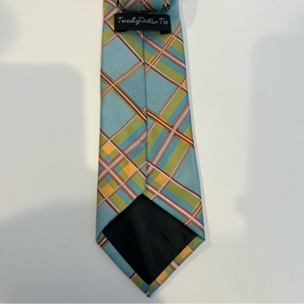 Men’s Tie 100% Silk Hand Made Spring Colors Easter Brand - Twenty Dollar Tie - Picture 6 of 8
